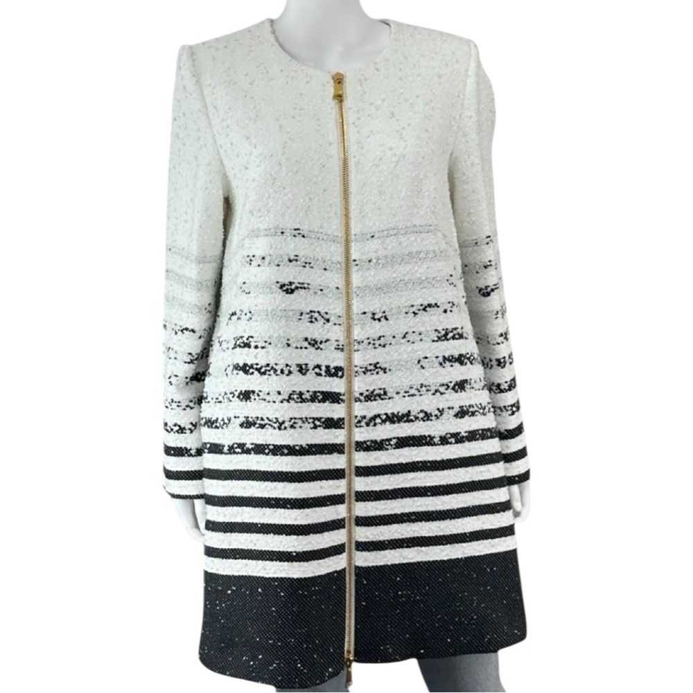 MILLY White Striped Tweed Coat Size 10